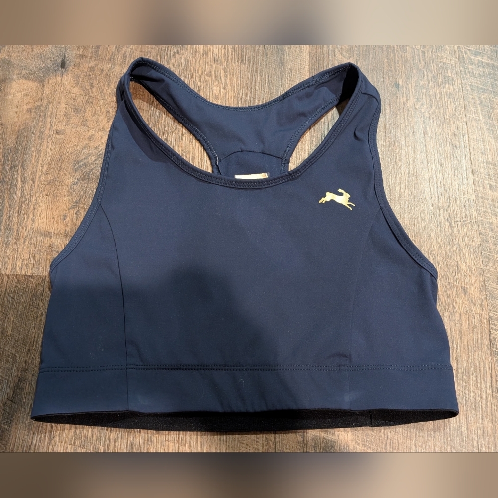 Tracksmith Allston Bra Women's Size Small Navy Front Pocket